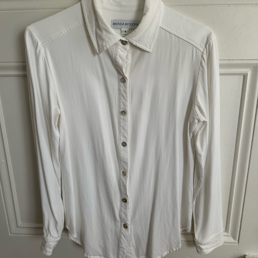 White 3/4 Sleeve Button Down Blouse